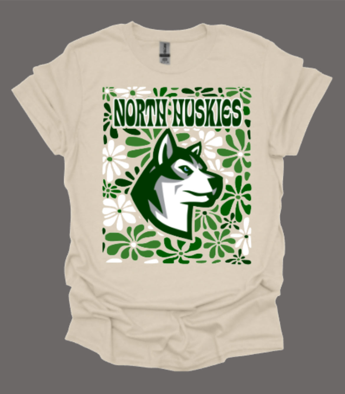 North Huskies Floral Boho Softstyle Tee