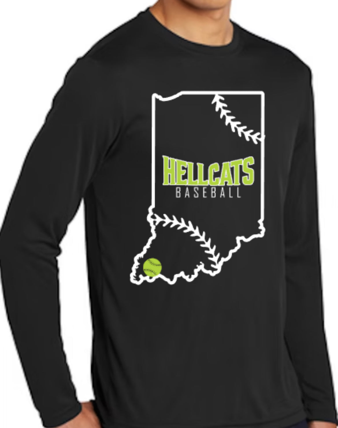 HELLCATS Indiana Zone Performance Long Sleeve Tee-Black