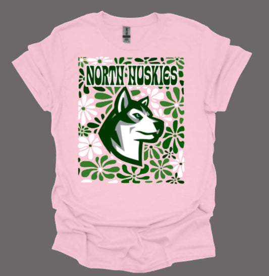 North Huskies Floral Boho Softstyle Tee