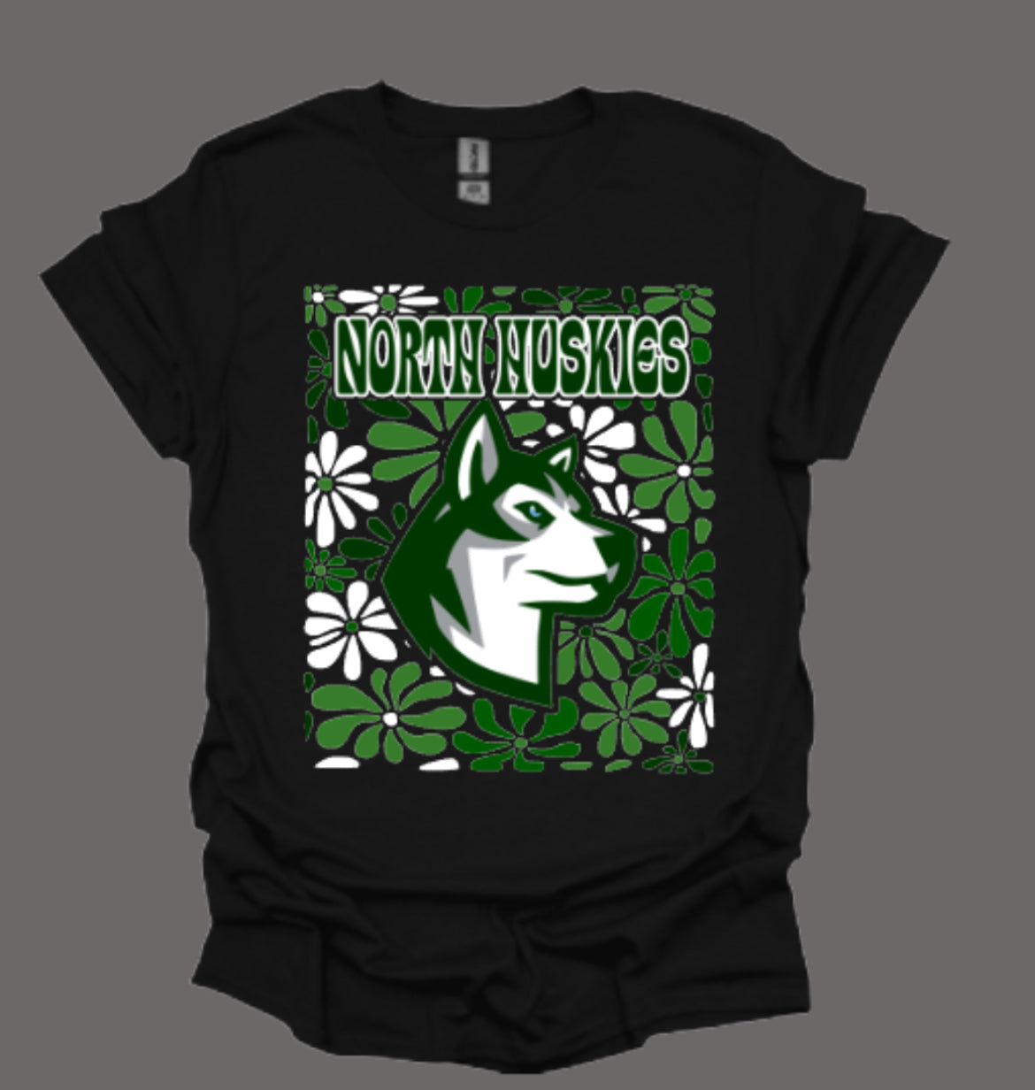 North Huskies Floral Boho Softstyle Tee