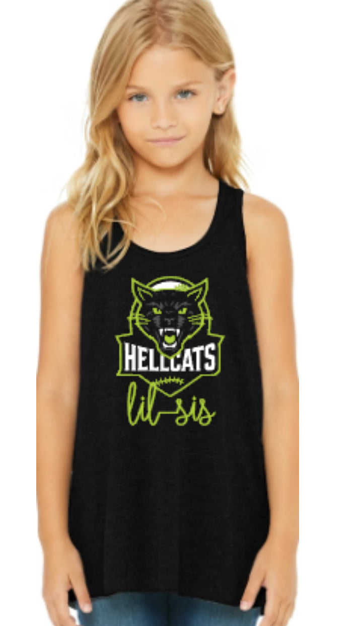 HELLCATS Lil’ Sis Youth Flowy Racerback Tank-Black