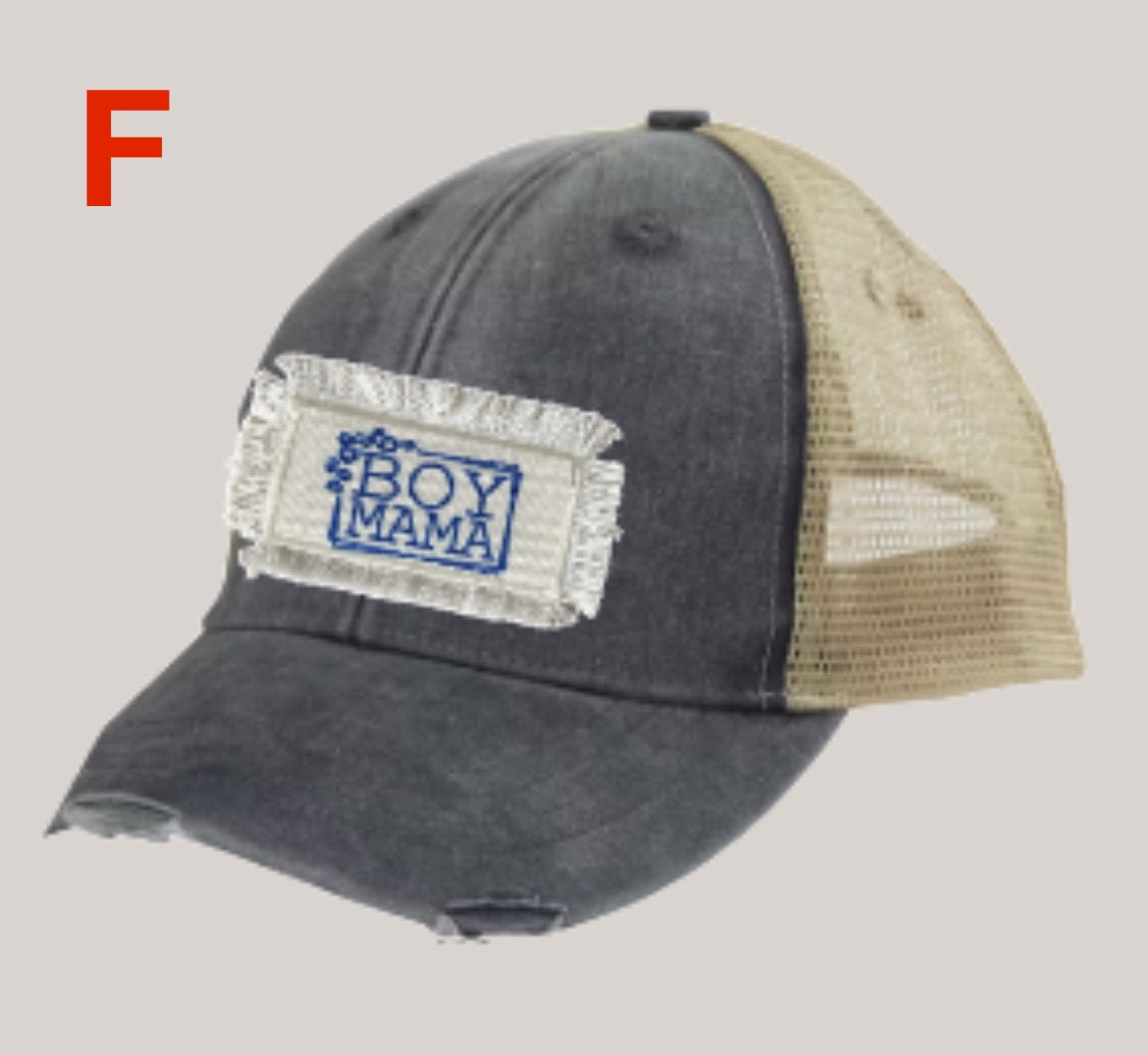 HELLCATS Distressed Trucker Hat With Patch-Charcoal/Tan