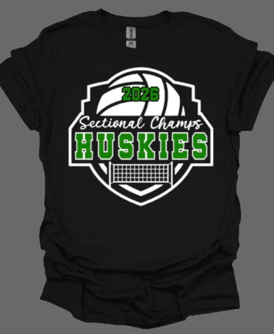 Huskies Volleyball Sectional Champs 2026 Softstyle Tee