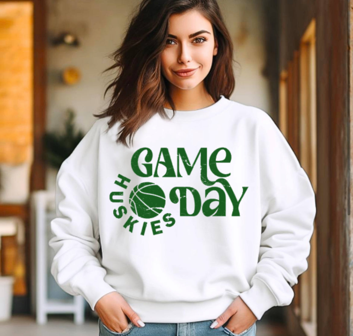 Huskies Basketball Game Day Crewneck Sweatshirt