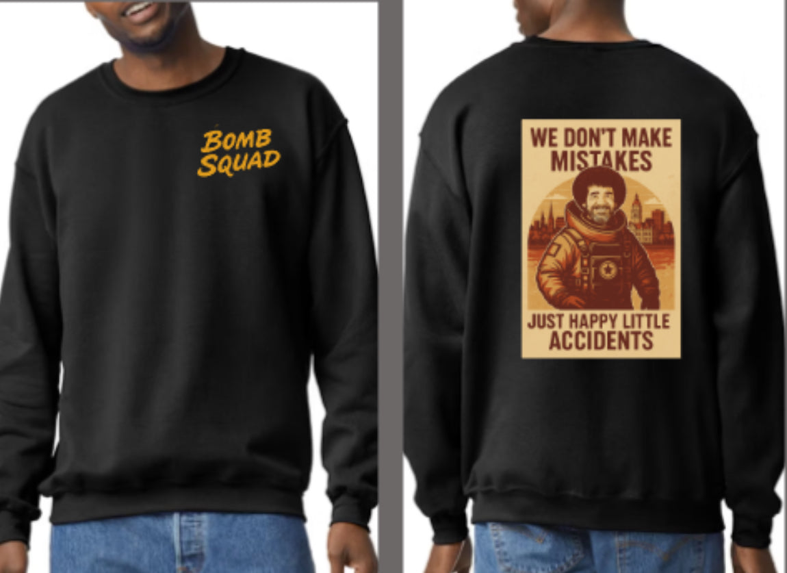 Bomb Squad Bob Ross Fleece Unisex Crewneck Sweatshirt