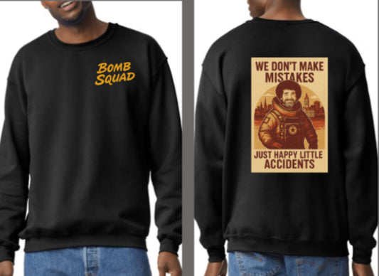 Bomb Squad Bob Ross Fleece Unisex Crewneck Sweatshirt