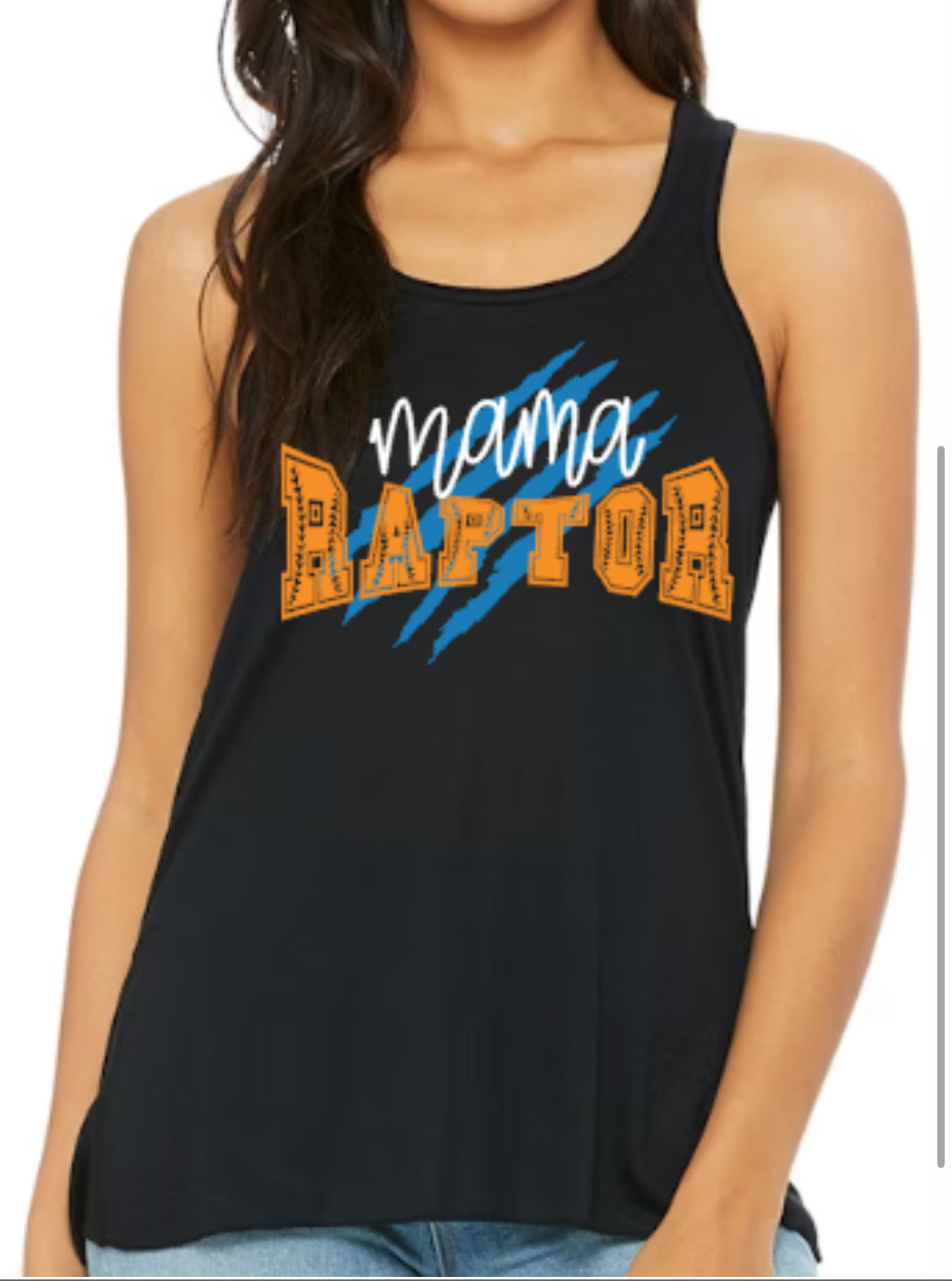 MTOWN Mama Raptor Black Flowy Racerback Tank