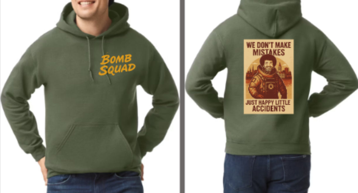 Bomb Squad Bob Ross Fleece Hooded Sweatshirt