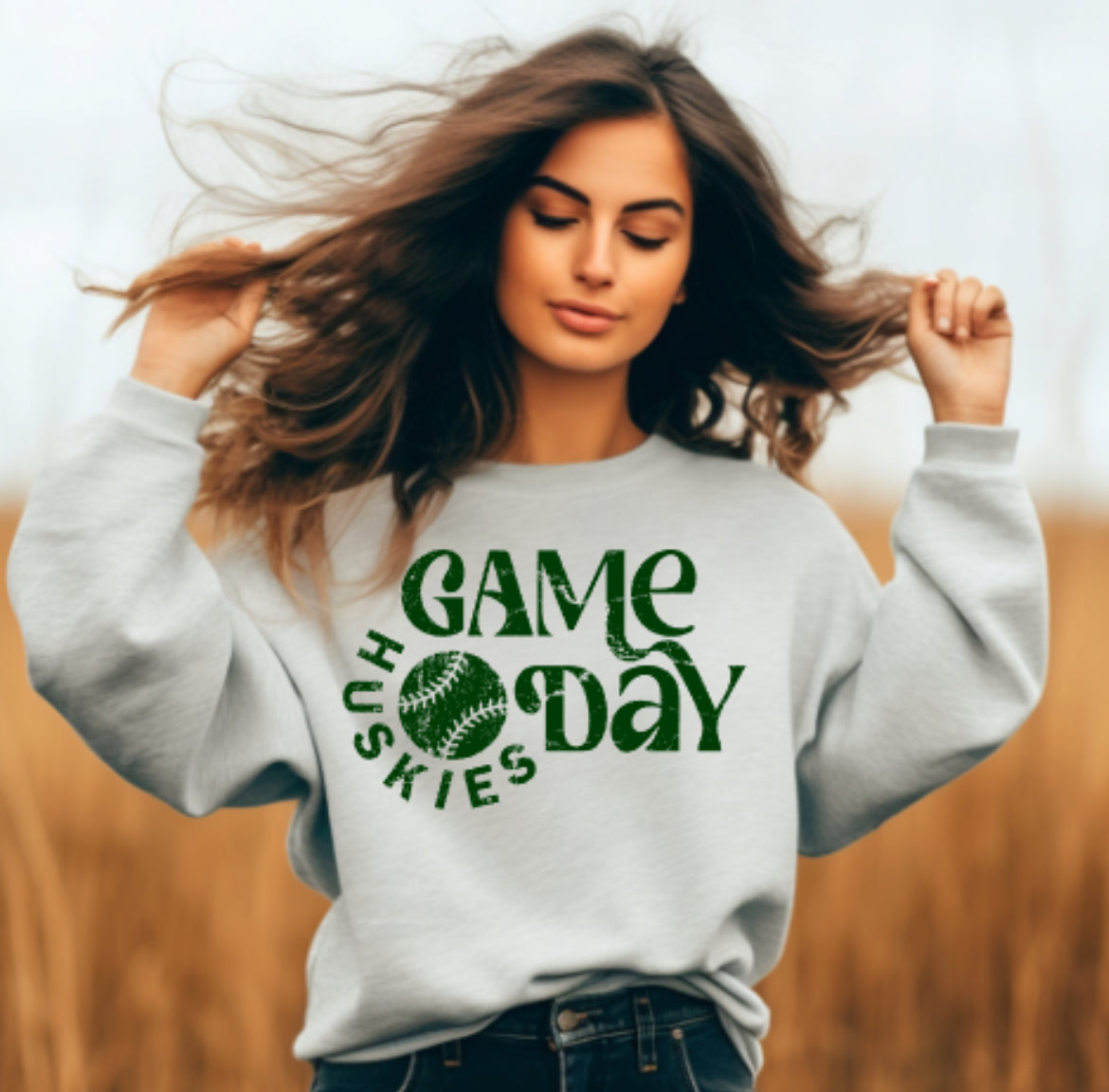 Huskies Baseball/Softball Game Day Crewneck Sweatshirt