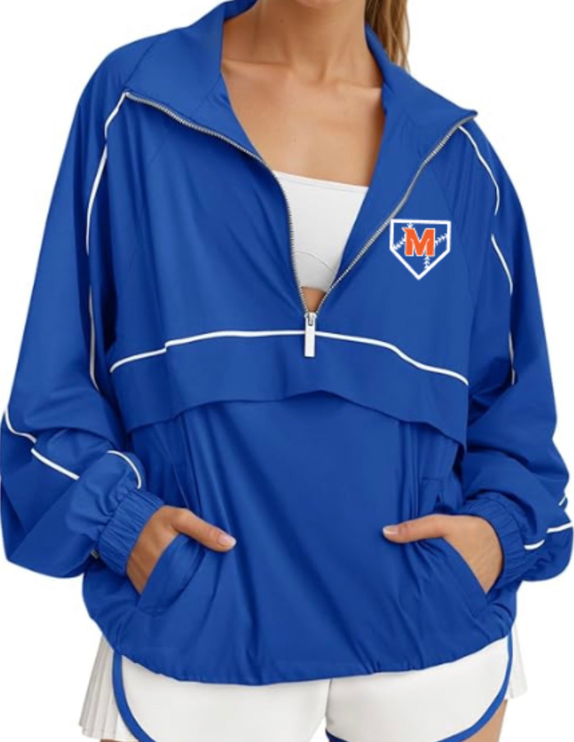 MTOWN Oversized Quarter Zip Pullover Women Lightweight Windbreaker with Pocket
