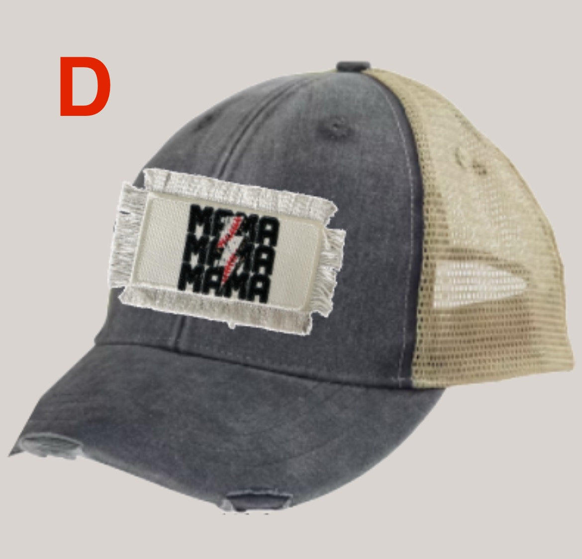 HELLCATS Distressed Trucker Hat With Patch-Charcoal/Tan