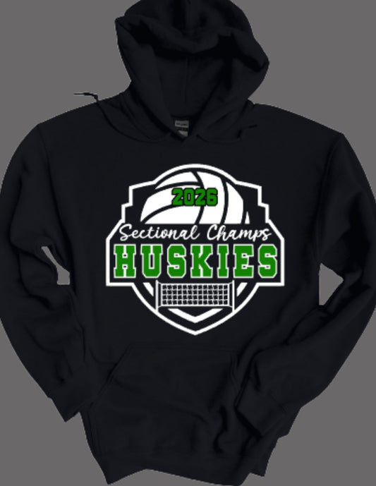 Huskies Volleyball Sectional Champs 2026 Fleece Hooded Sweatshirt