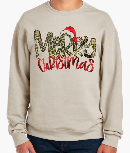 Merry Christmas Leopard Crewneck Sweatshirt
