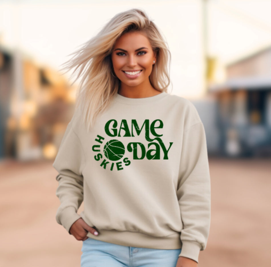 Huskies Basketball Game Day Crewneck Sweatshirt