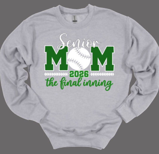 Baseball Senior Mom 2026 Crewneck Sweatshirt