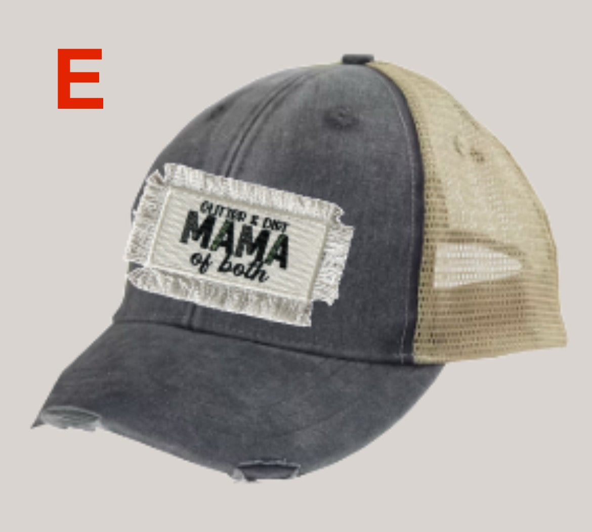 HELLCATS Distressed Trucker Hat With Patch-Charcoal/Tan