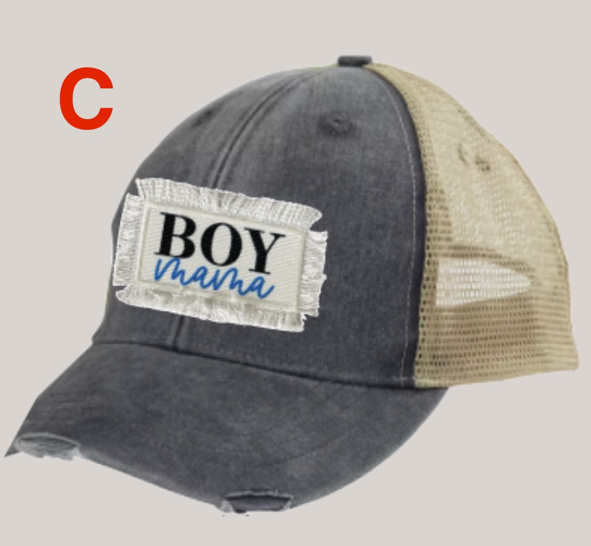 HELLCATS Distressed Trucker Hat With Patch-Charcoal/Tan