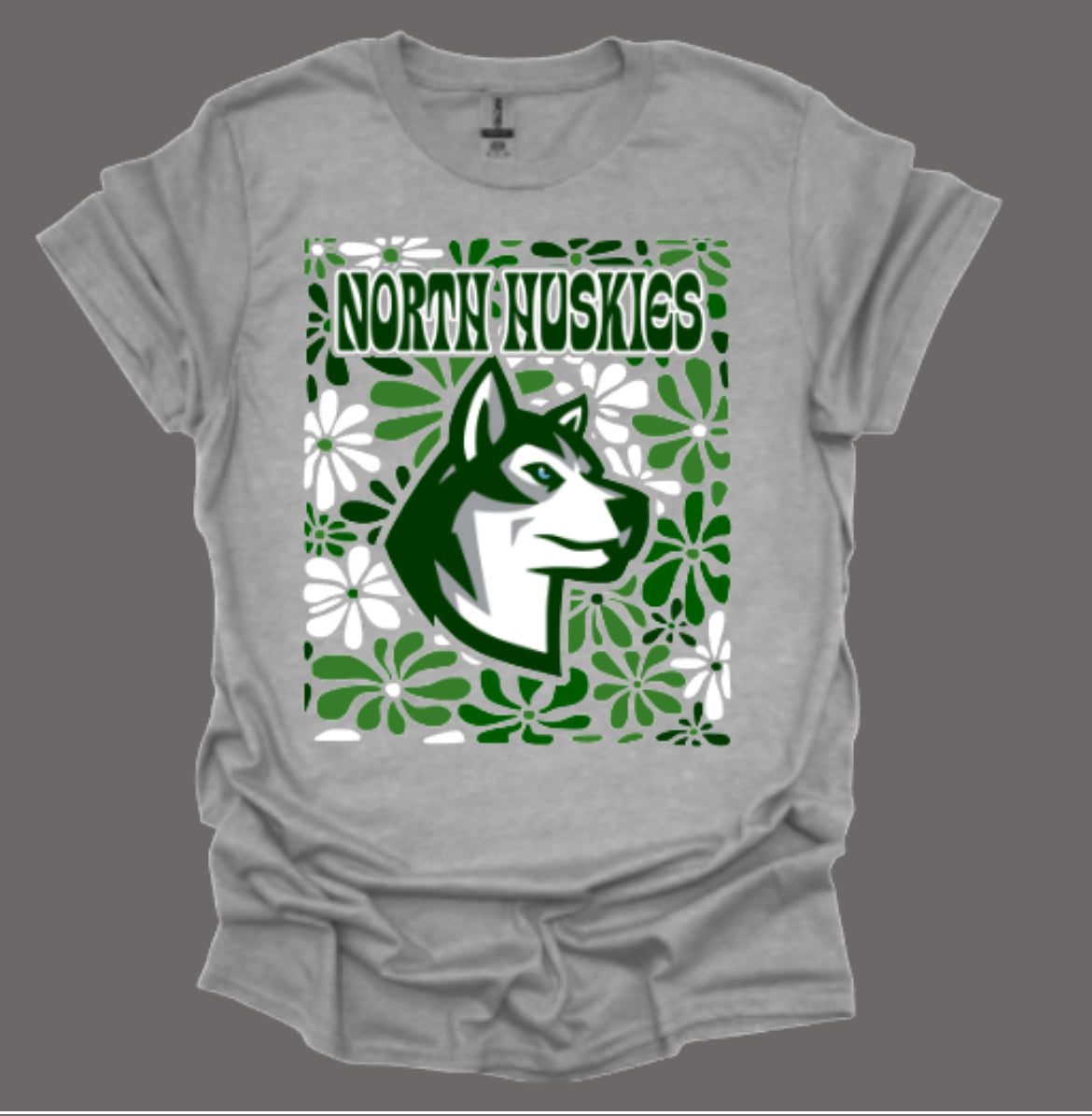 North Huskies Floral Boho Softstyle Tee