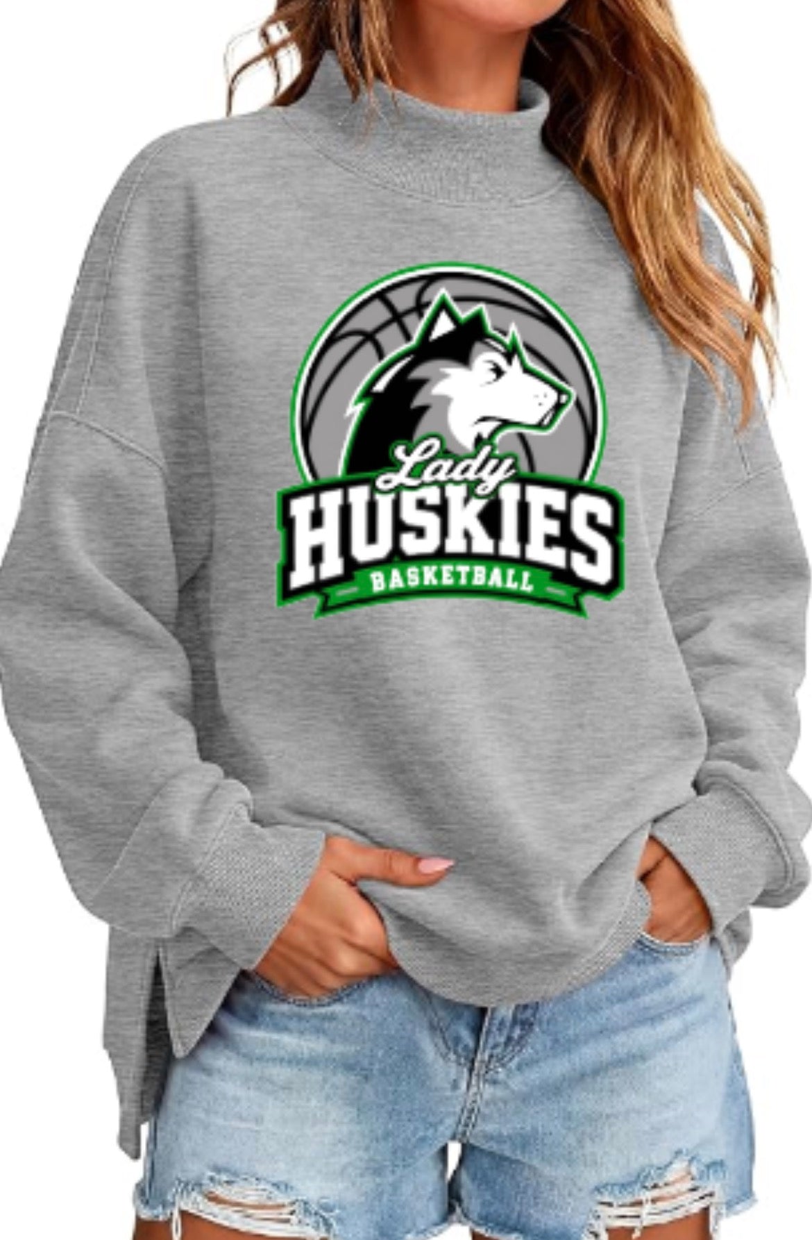 Lady Huskies Basketball Women’s Oversized Mockneck Sweatshirt