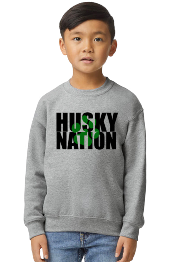 HUSKY NATION Crewneck Sweatshirt-Youth
