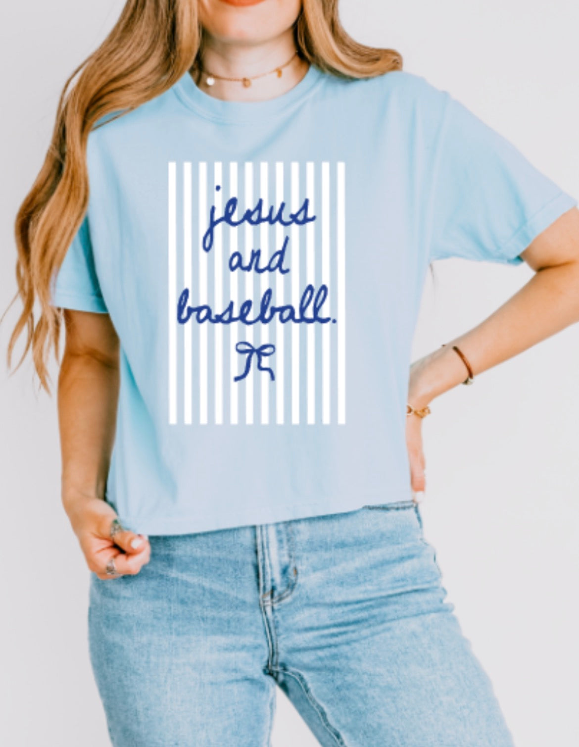 JESUS AND BASEBALL Comfort Colors Heavyweight Women's Middie Tee