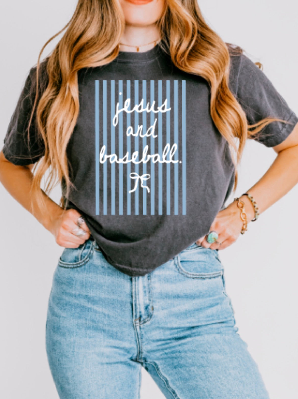 JESUS AND BASEBALL Comfort Colors Heavyweight Women's Middie Tee
