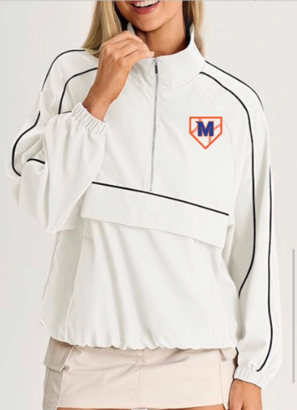 MTOWN Oversized Quarter Zip Pullover Women Lightweight Windbreaker with Pocket