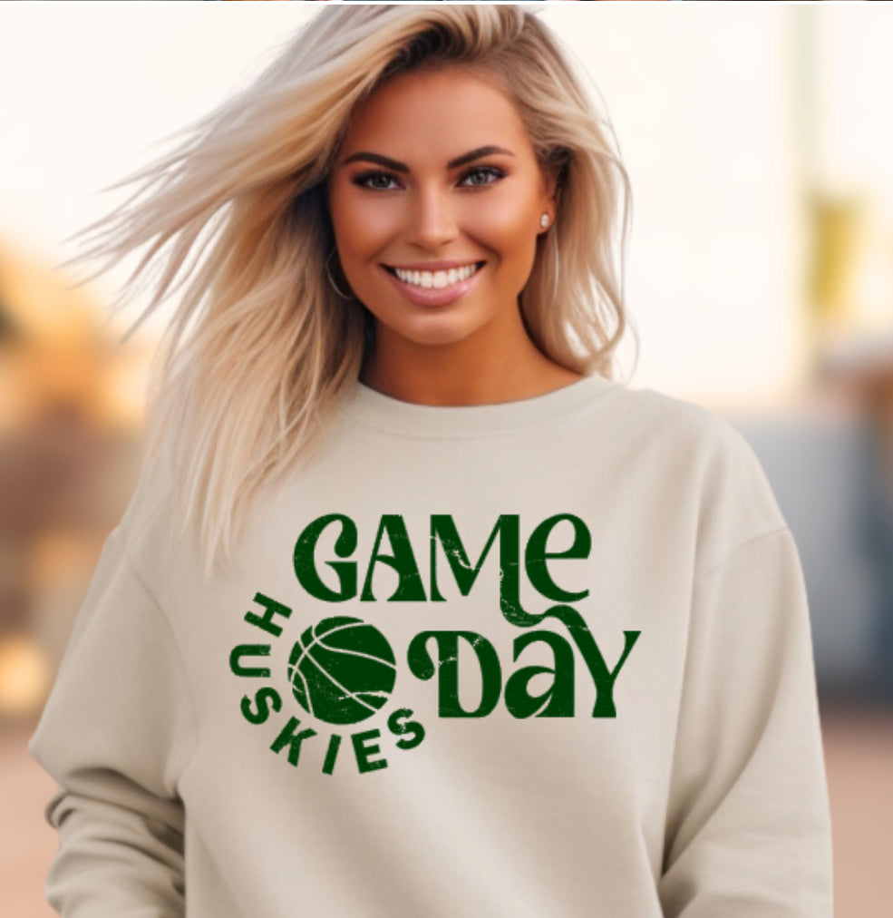 Huskies Basketball Game Day Crewneck Sweatshirt