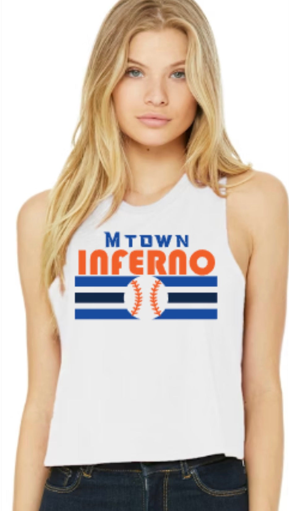 MTOWN Inferno Retro Women's Bella Canvas Racerback Cropped Tank