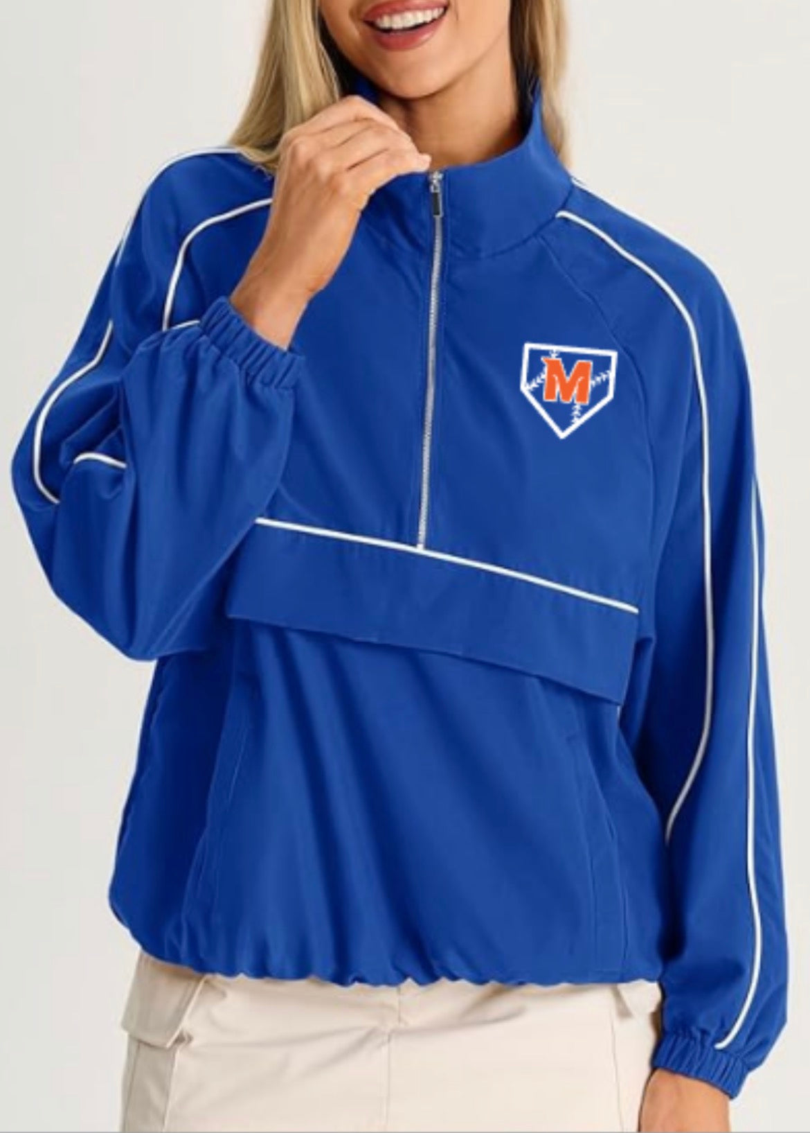 MTOWN Oversized Quarter Zip Pullover Women Lightweight Windbreaker with Pocket