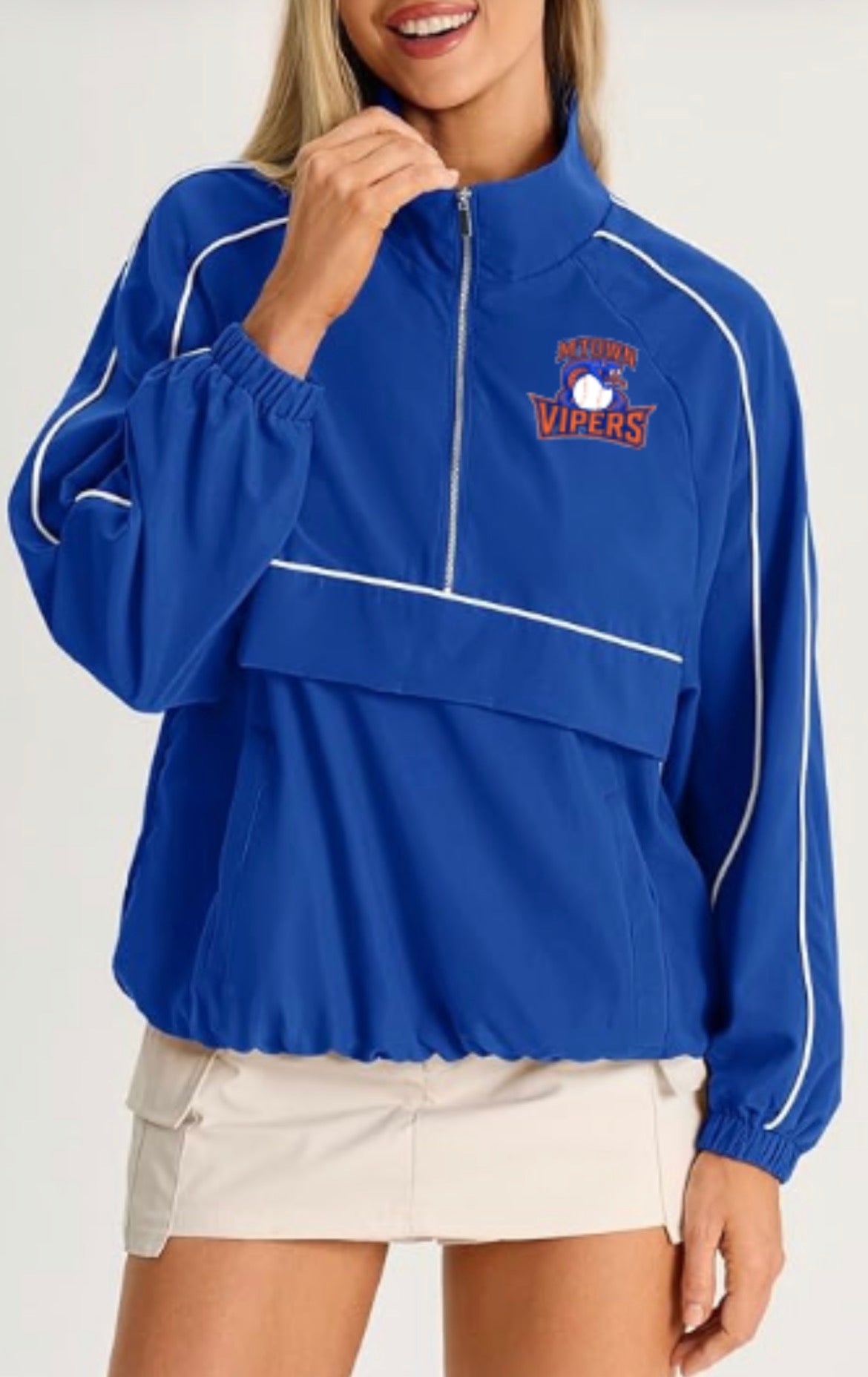 Vipers Logo Oversized Quarter Zip Pullover Women Lightweight Windbreaker with Pocket