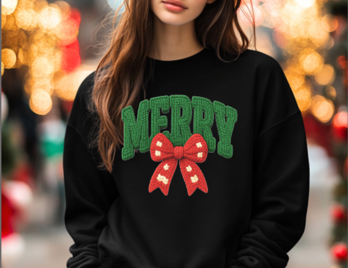 MERRY Faux Crochet Crewneck Sweatshirt
