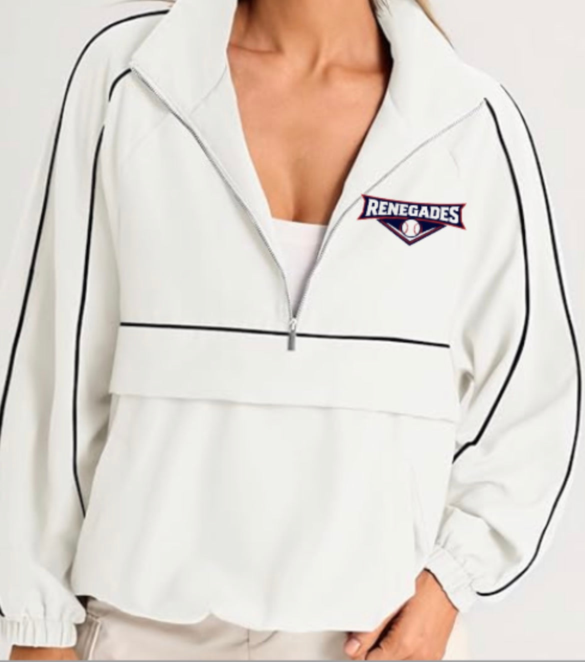 Renegades Oversized Quarter Zip Pullover Women Lightweight Windbreaker with Pocket