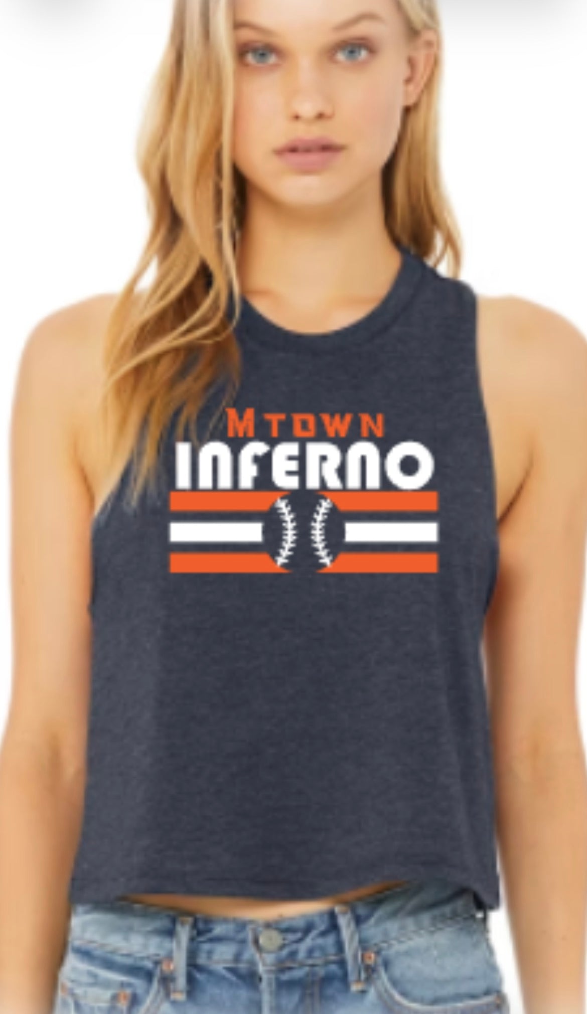 MTOWN Inferno Retro Women's Bella Canvas Racerback Cropped Tank