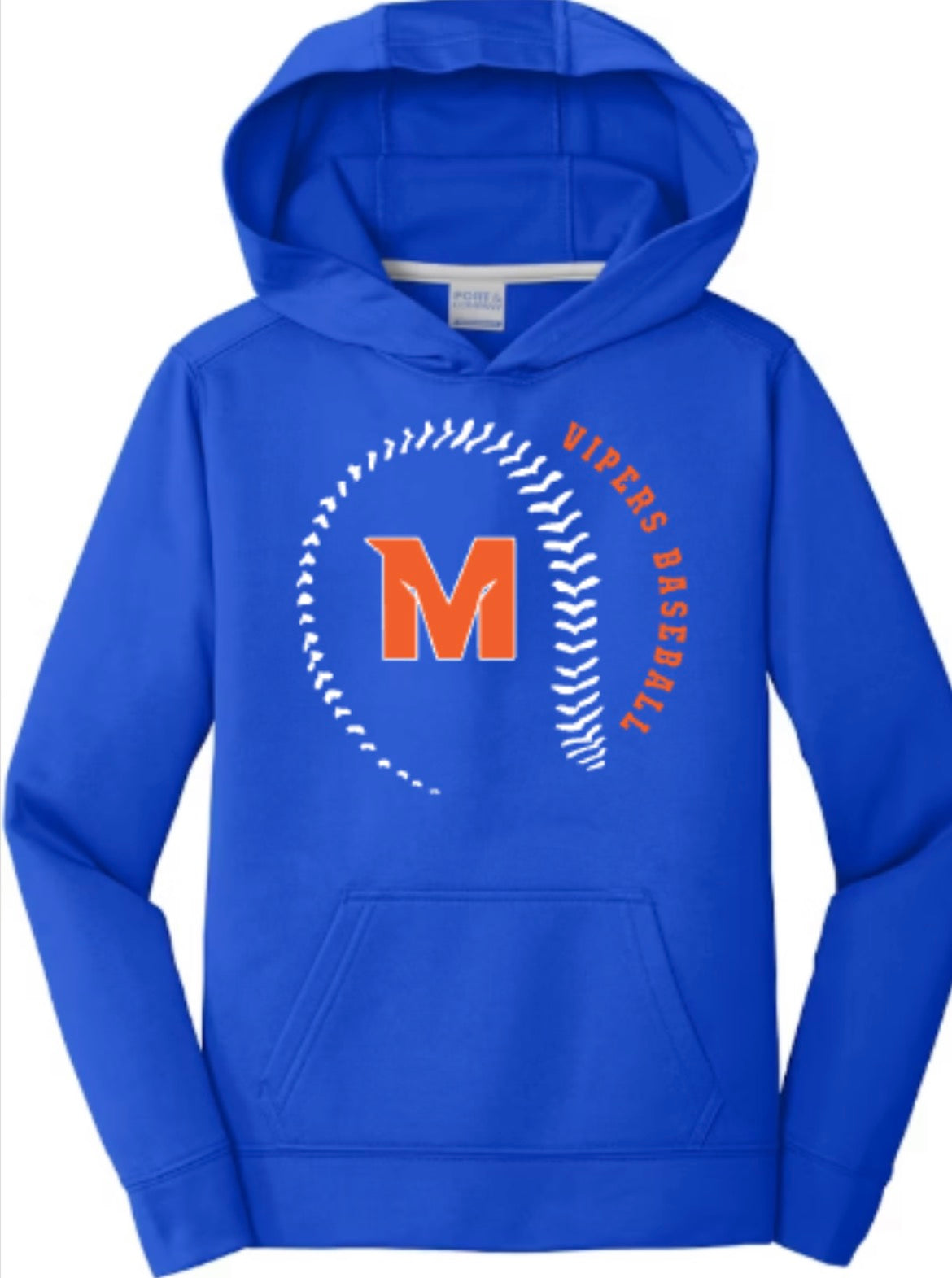 Vipers Baseball Stitches Unisex Performance Fleece Pullover Hooded Sweatshirt