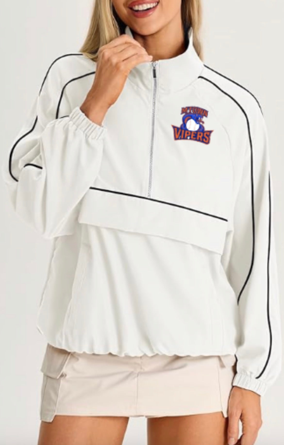 Vipers Logo Oversized Quarter Zip Pullover Women Lightweight Windbreaker with Pocket