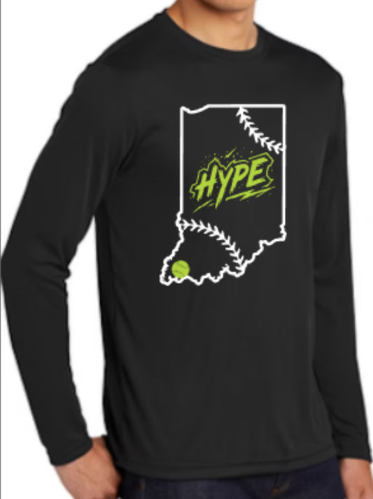 HYPE Indiana Zone Performance Long Sleeve Tee-Black