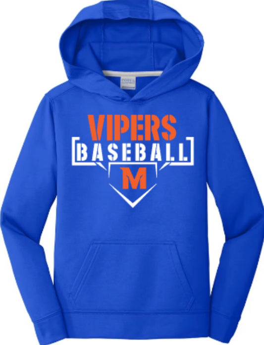 Vipers Baseball Unisex Performance Fleece Pullover Hooded Sweatshirt