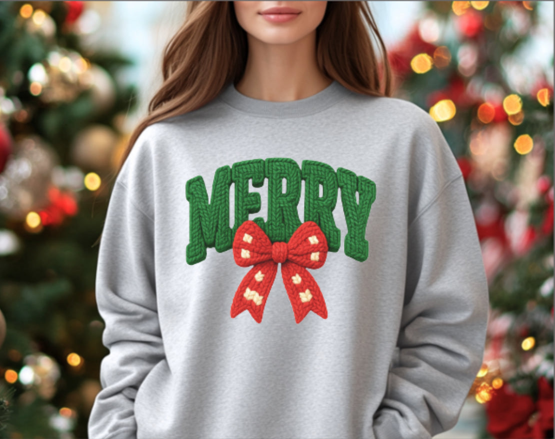 MERRY Faux Crochet Crewneck Sweatshirt