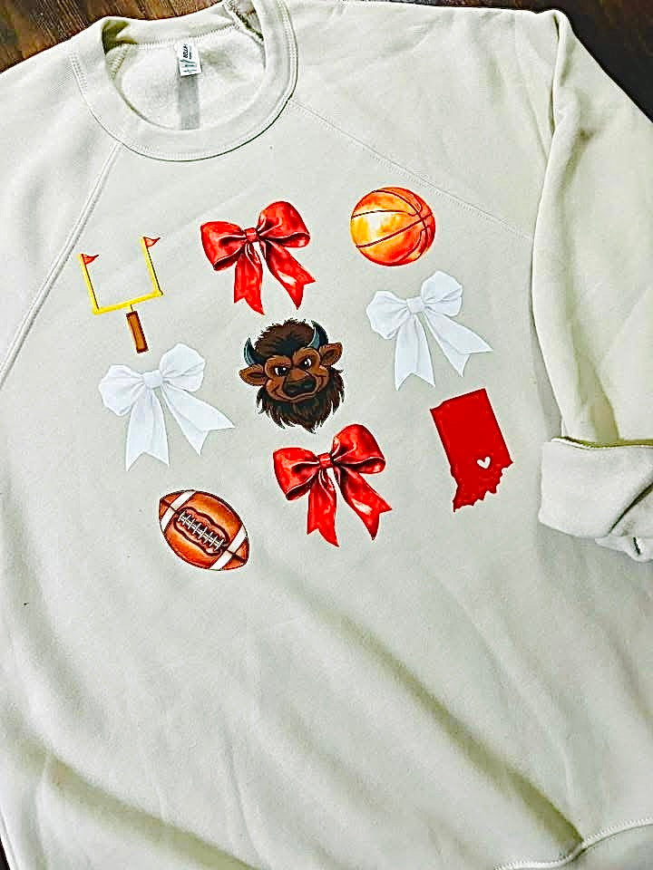 Indiana Hoosiers Coquette Ultra Soft Bella Canvas Crewneck Sweatshirt-Heather Dust