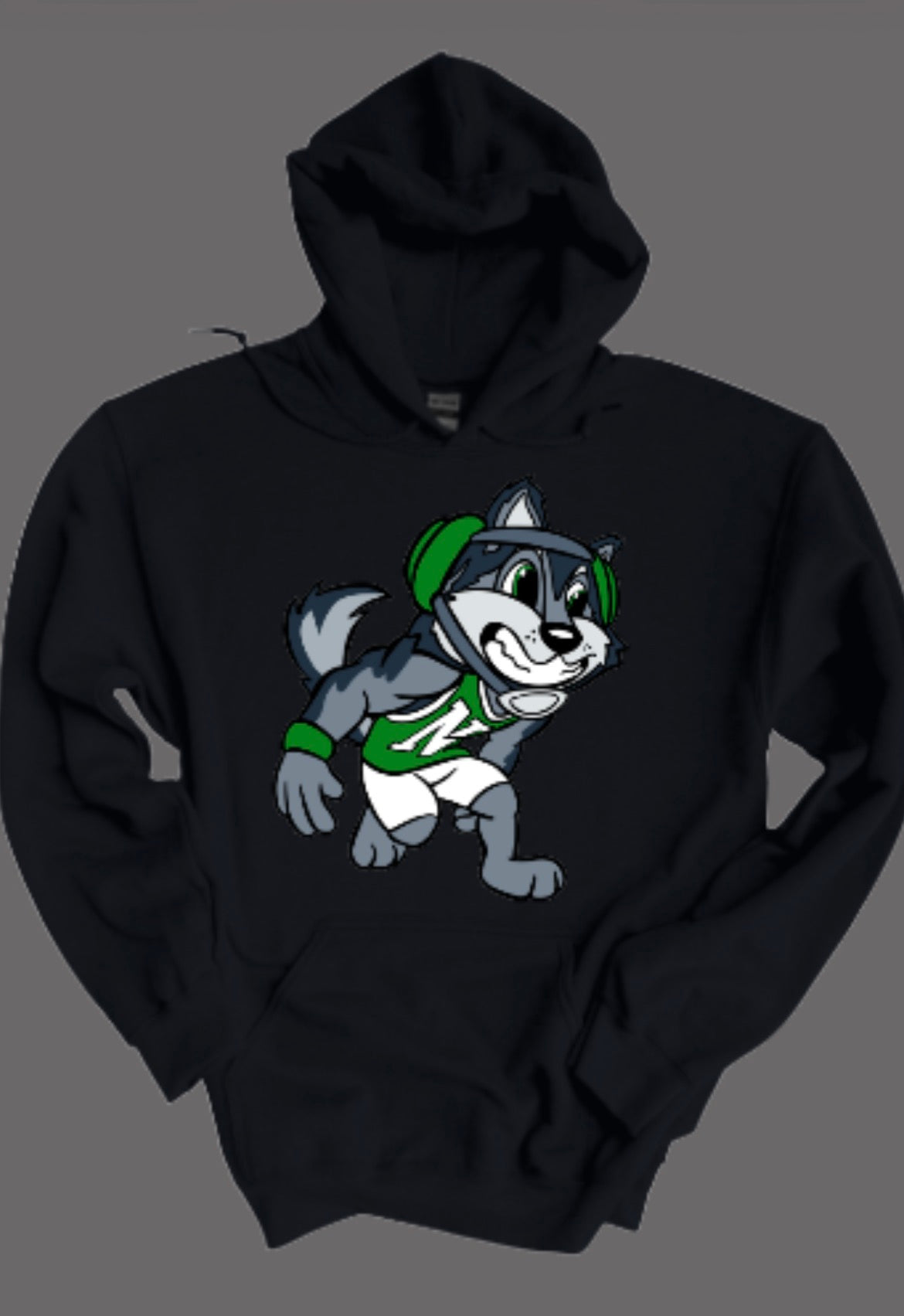 Husky Mascot Wrestler Hooded Sweatshirt