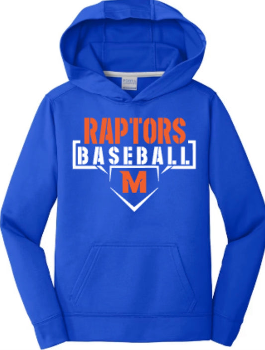 Raptors Baseball Unisex Performance Fleece Pullover Hooded Sweatshirt