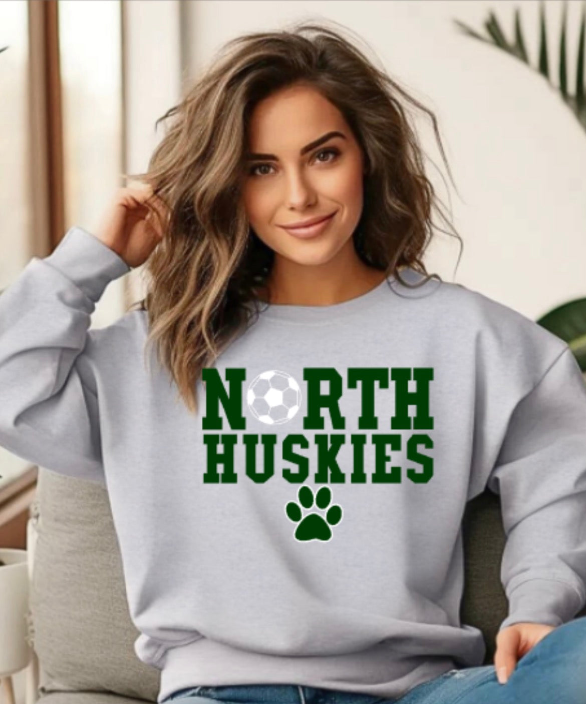 Huskies Girls Soccer Striker Crewneck Sweatshirt