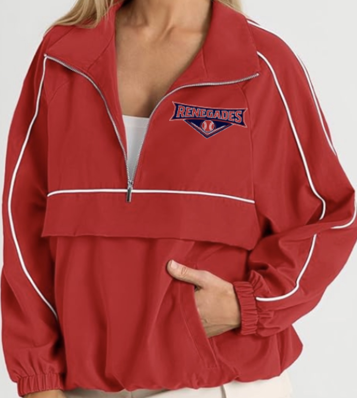 Renegades Oversized Quarter Zip Pullover Women Lightweight Windbreaker with Pocket