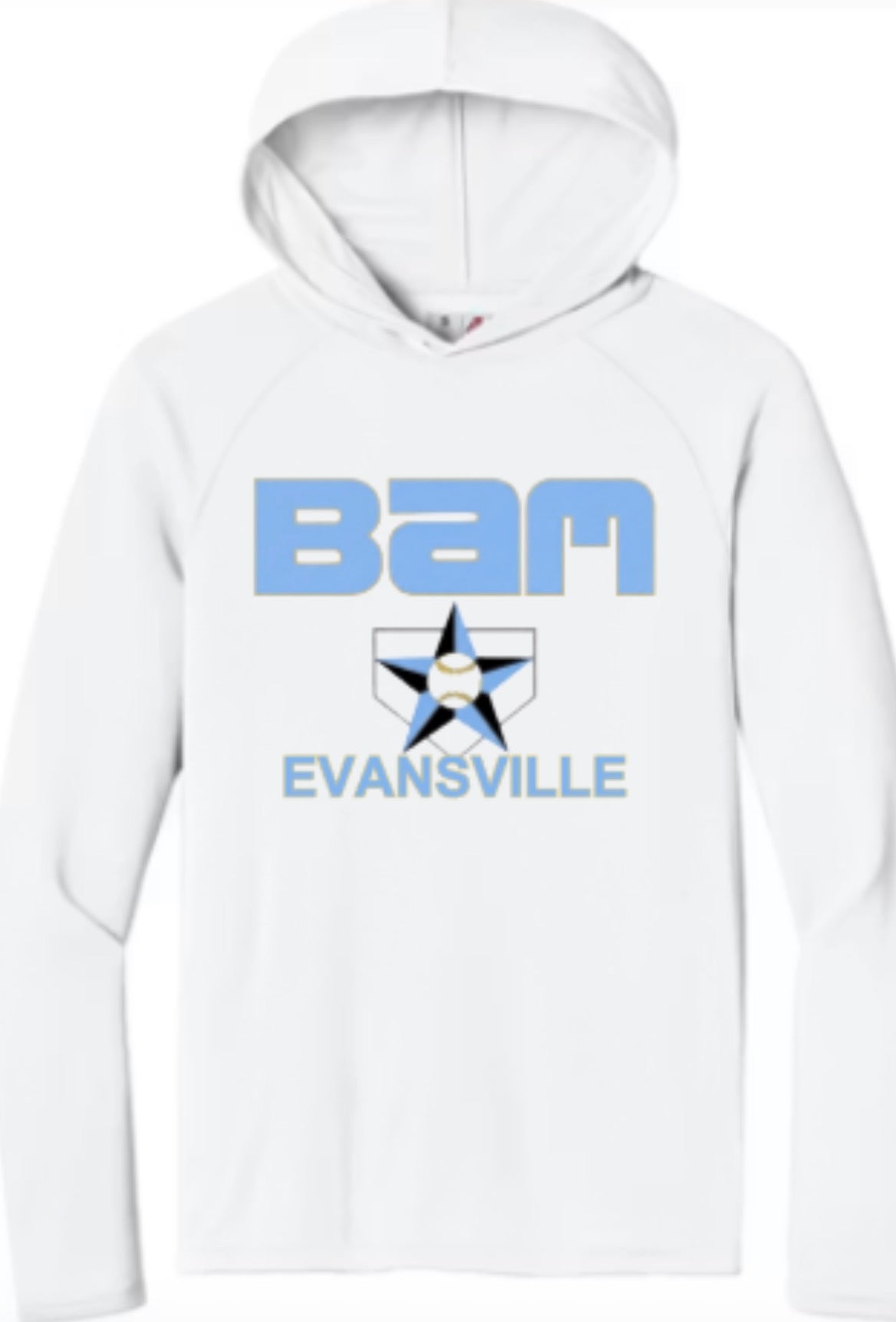 BAM Evansville Full Logo Zone Performance Hooded Long Sleeve Tee