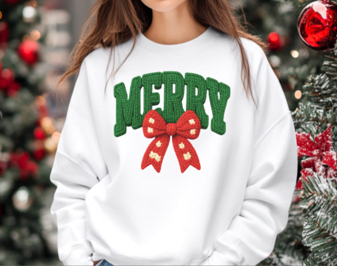MERRY Faux Crochet Crewneck Sweatshirt