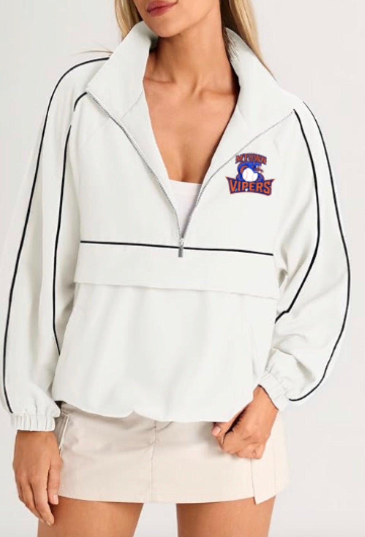 Vipers Logo Oversized Quarter Zip Pullover Women Lightweight Windbreaker with Pocket