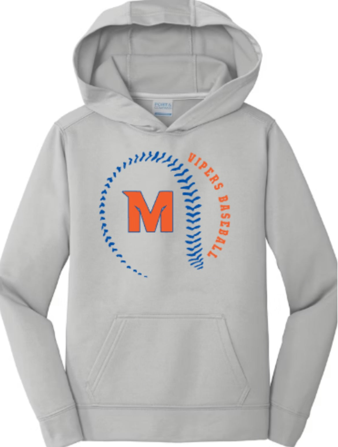 Vipers Baseball Stitches Unisex Performance Fleece Pullover Hooded Sweatshirt