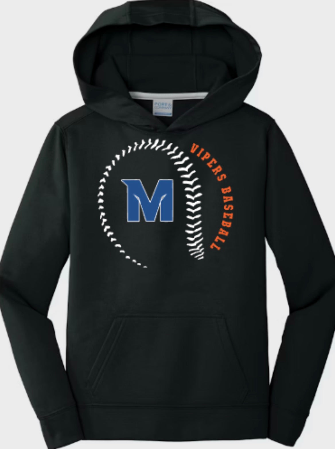 Vipers Baseball Stitches Unisex Performance Fleece Pullover Hooded Sweatshirt