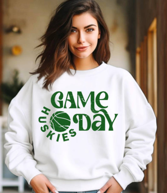 Huskies Basketball Game Day Crewneck Sweatshirt